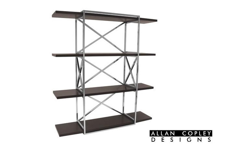 Allan Copley Calista Stainless Steel Bookcase Wood Shelves 21205-10-GC