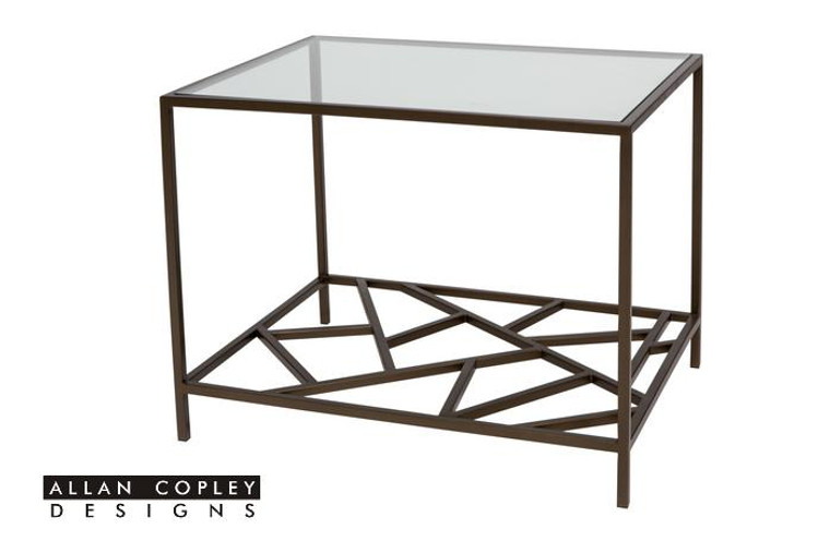 Allan Copley Cracked Ice Metal End Table With Glass Top 21401-02-MB