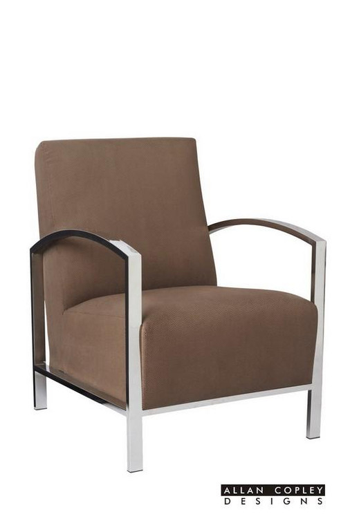 Allan Copley Theresa Steel Lounge Chair With Brown Fabric 61202-AB