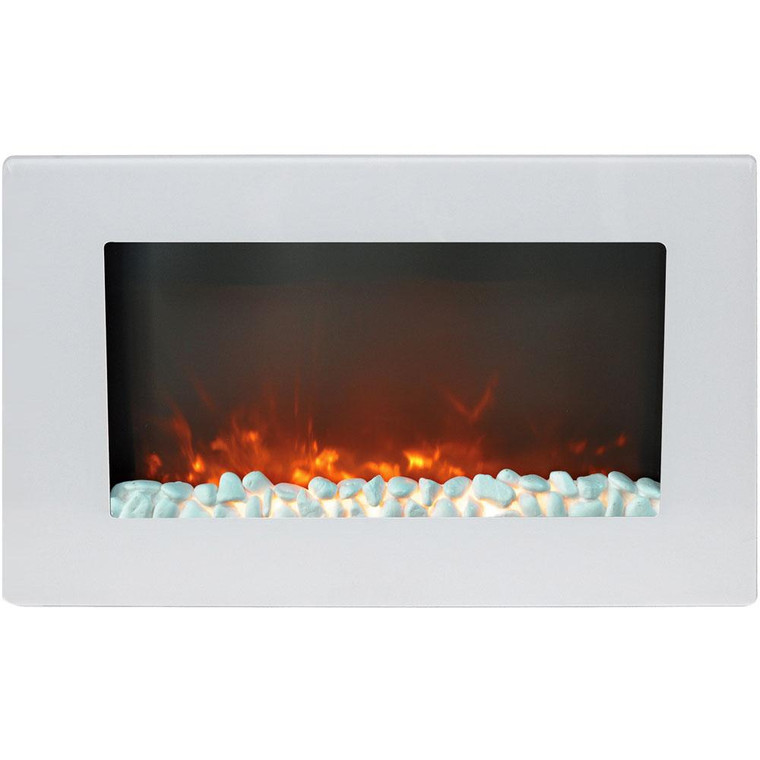 30" Wall Mount Electric Fireplace With Crystals CAM30WMEF-1WHT