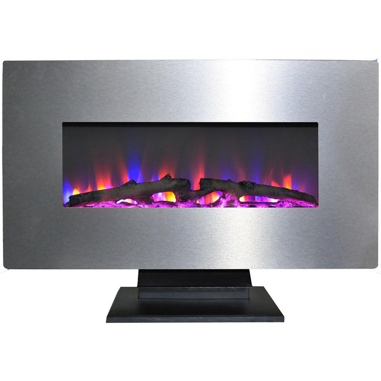 36" Wall Mount And Free Standing Electric Fireplace With Logs CAM36WMEF-2SS