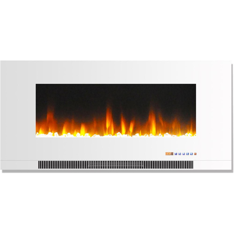 42" Color Changing Wall Mount Fireplace With Crystals CAM42WMEF-1WHT