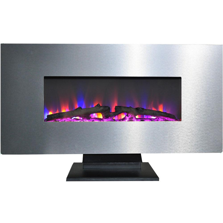 42" Wall Mount And Free Standing Electric Fireplace With Logs CAM42WMEF-2SS