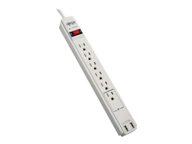 Tripplite Tlp606Usb-Grey 6 Out, 2 Usb Strip Surge TRPTLP606USB By Arlington