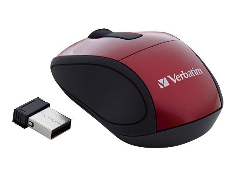 Verbatim Wireless Mini Travel Optical Mouse-Red VER97540 By Arlington