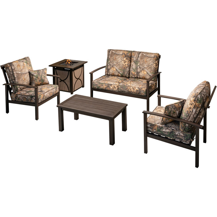 Cedar Ranch 5 Piece Set: 2 Side Chairs, Loveseat, Slat Coffee Table, Sling Fp CDRNCH5PCFP-CMO
