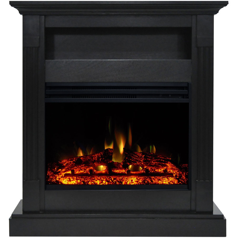 33.9"X10.4"X37" Sienna Fireplace Mantel With Deep & Enhanced Log Insert CAM3437-1COFLG3