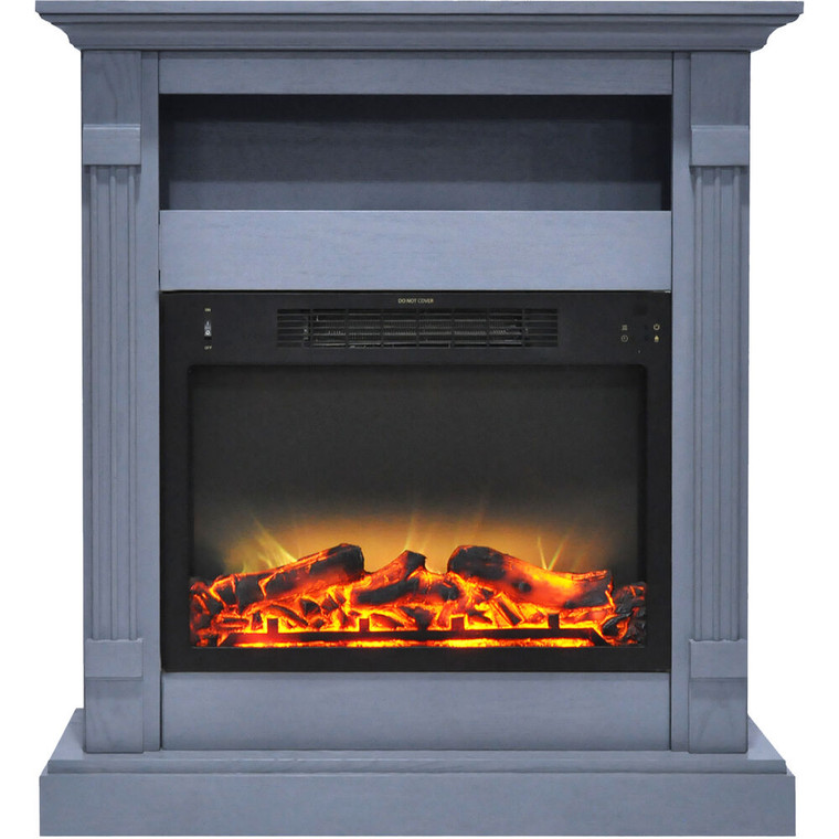 33.9"X10.4"X37" Sienna Fireplace Mantel With Logs And Grate Insert CAM3437-1SBLLG2