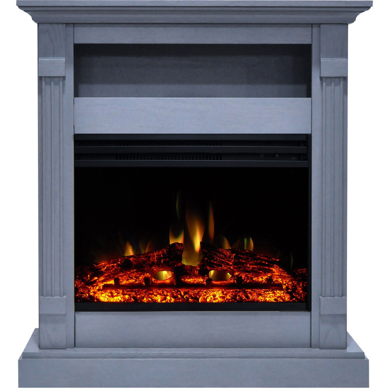 33.9"X10.4"X37" Sienna Fireplace Mantel With Deep & Enhanced Log Insert CAM3437-1SBLLG3