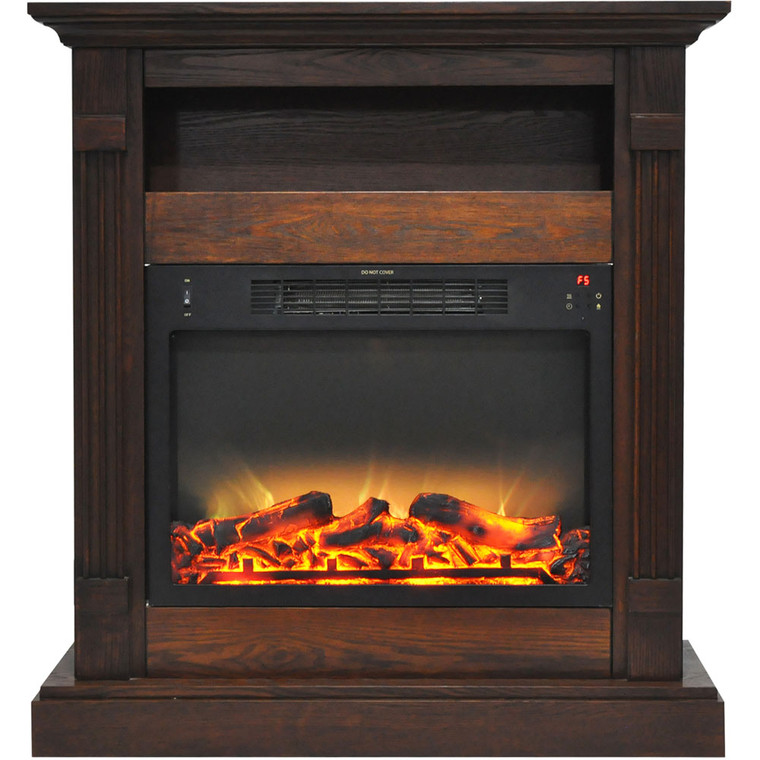 33.9"X10.4"X37" Sienna Fireplace Mantel With Logs And Grate Insert CAM3437-1WALLG2