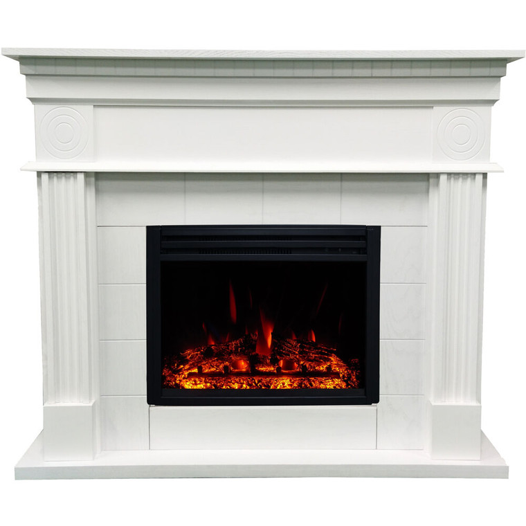 47.8"X13.8"X37.8" Shelby Fireplace Mantel With Deep Log Insert CAM4815-1WHTLG3