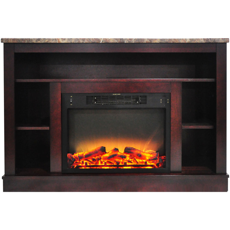 47.2"X15.7"X32.5" Seville Fireplace Mantel With Logs And Grate Insert CAM5021-1MAHLG2