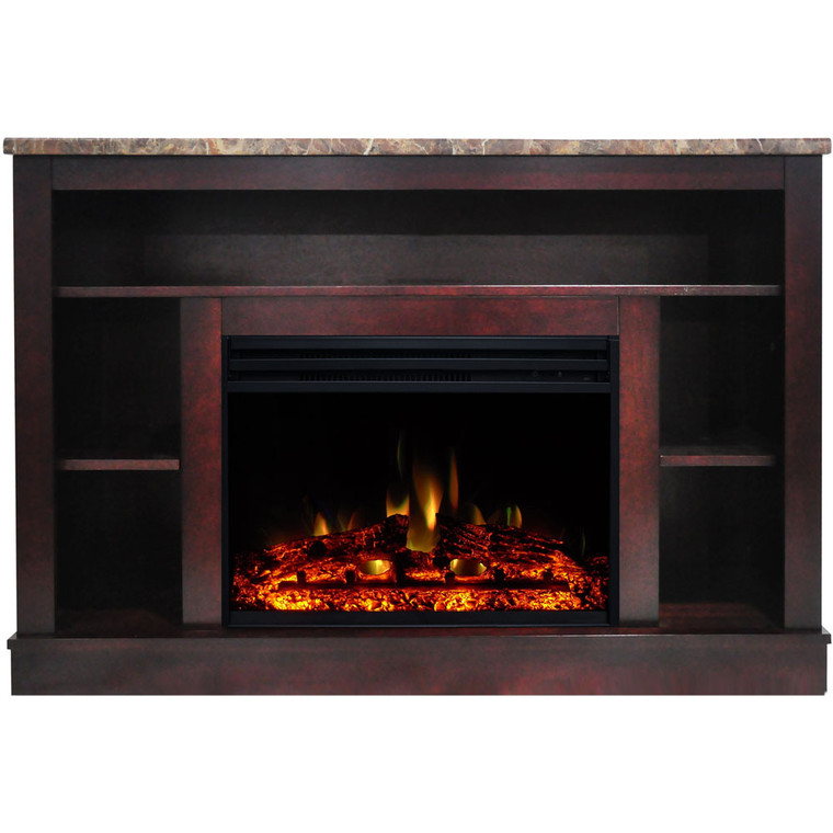47.2"X15.7"X32.5" Seville Fireplace Mantel With Deep & Enhanced Log Insert CAM5021-1MAHLG3