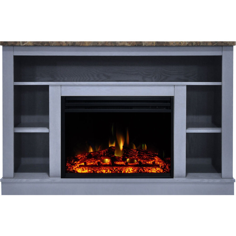 47.2"X15.7"X32.5" Seville Fireplace Mantel With Deep & Enhanced Log Insert CAM5021-1SBLLG3