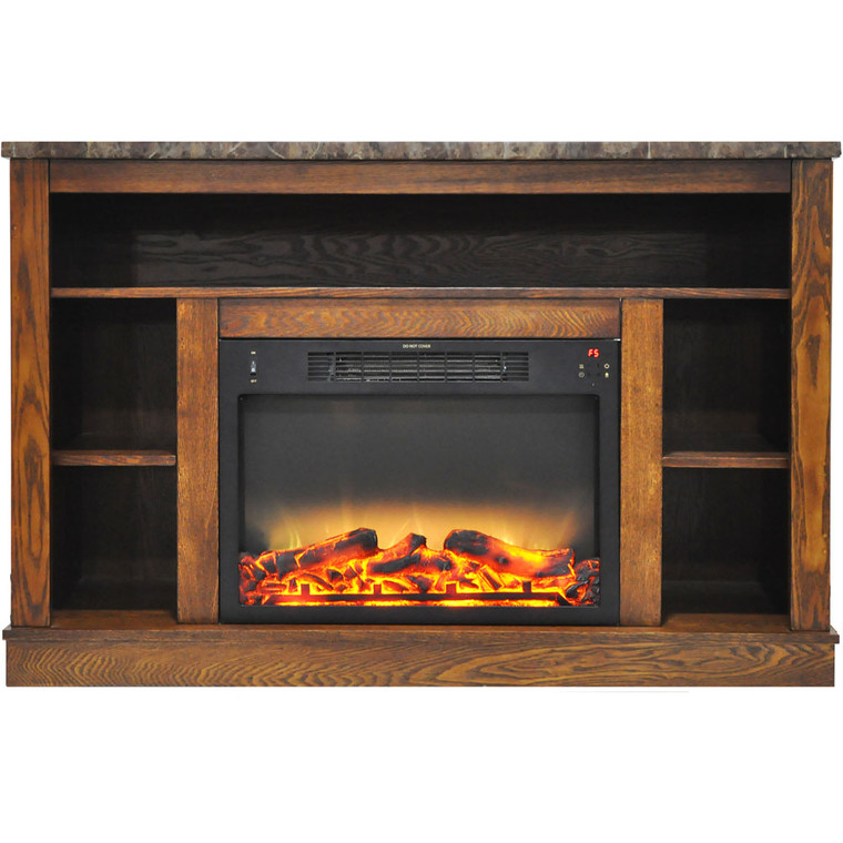 47.2"X15.7"X32.5" Seville Fireplace Mantel With Logs And Grate Insert CAM5021-1WALLG2