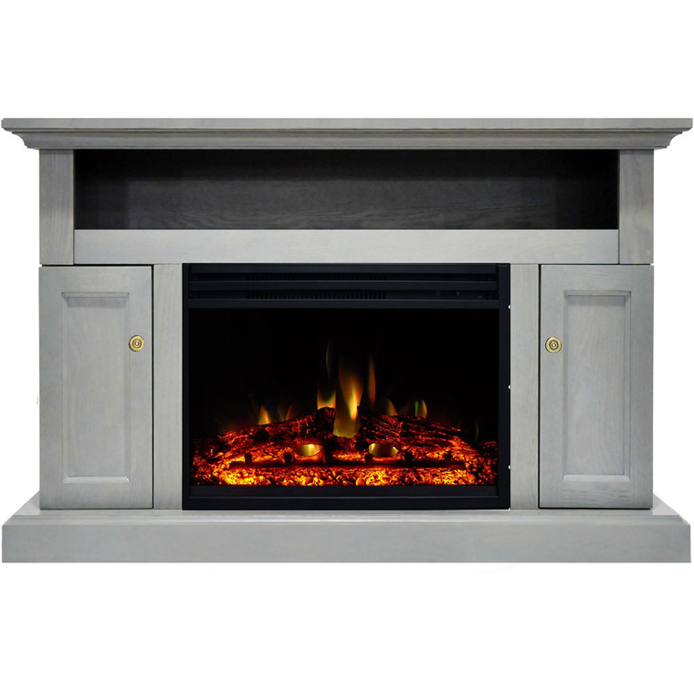 47.2"X15.7"X30.7" Sorrento Fireplace Mantel With Deep & Enhanced Log Insert CAM5021-2GRYLG3