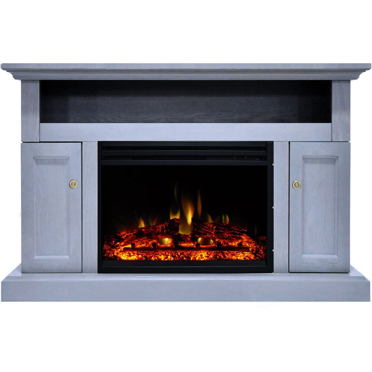 47.2"X15.7"X30.7" Sorrento Fireplace Mantel With Deep & Enhanced Log Insert CAM5021-2SBLLG3