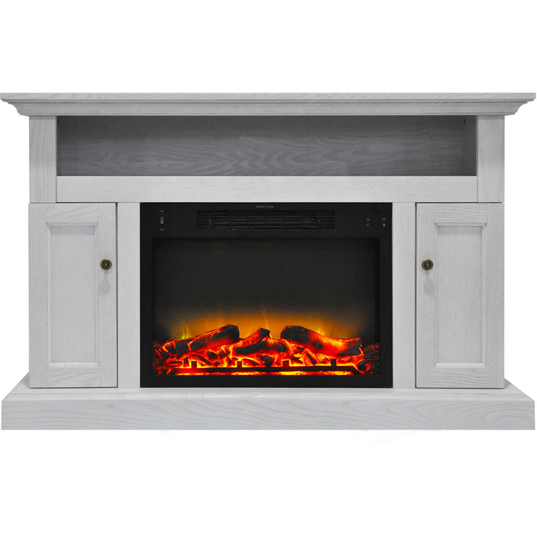 47.2"X15.7"X30.7" Sorrento Fireplace Mantel With Logs And Grate Insert CAM5021-2WHTLG2