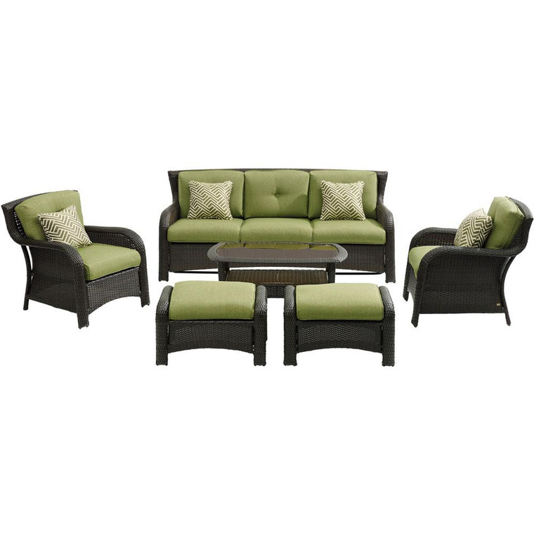 Strathmere 6 Piece ( Sofa, 2 Side Chairs, 2 Ottomans, Woven Coffee Table)