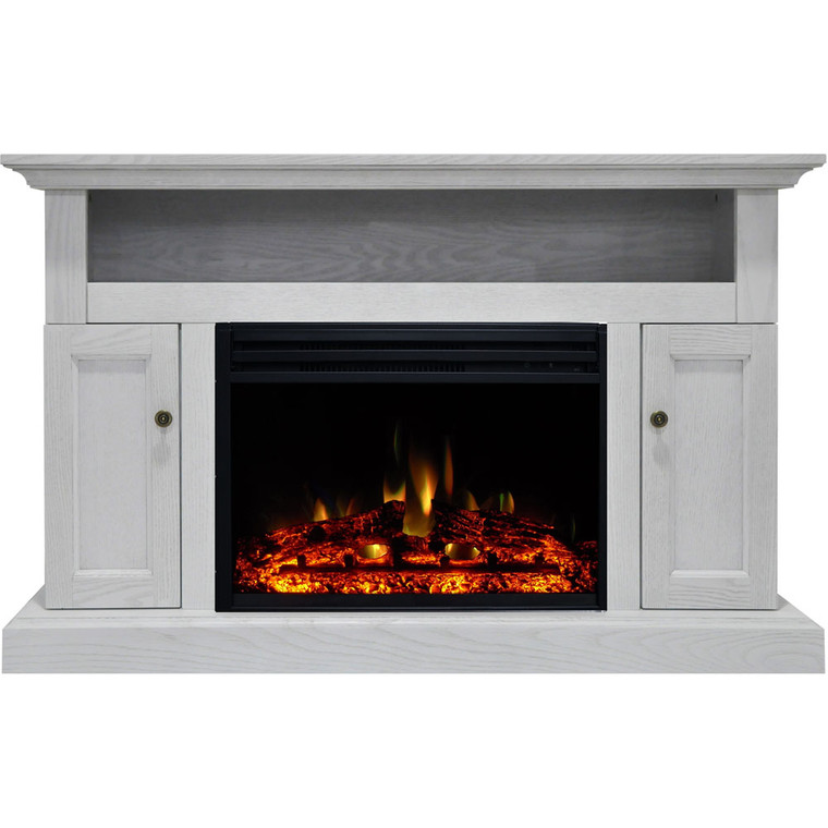 47.2"X15.7"X30.7" Sorrento Fireplace Mantel With Deep & Enhanced Log Insert CAM5021-2WHTLG3