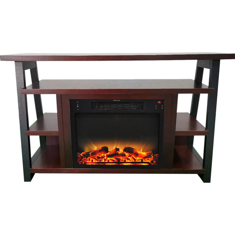 53.1"X15.6"X31.7" Sawyer Fireplace Mantel With Log Land Grate Insert CAM5332-1MAHLG2