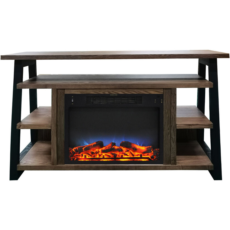 53.1"X15.6"X31.7" Sawyer Fireplace Mantel With Log Led Insert CAM5332-1WALLED