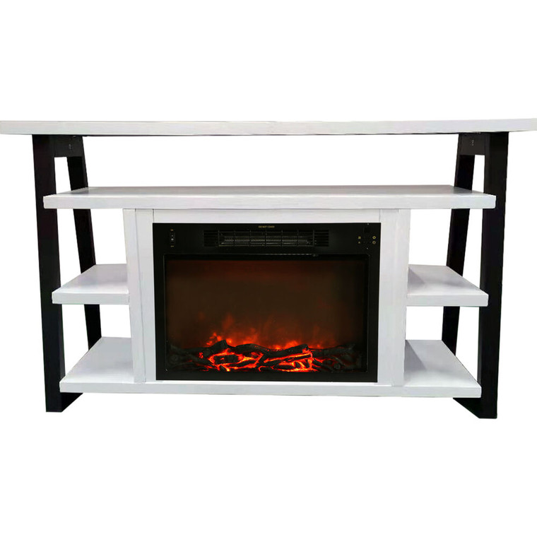 53.1"X15.6"X31.7" Sawyer Fireplace Mantel With Log Insert CAM5332-1WHT