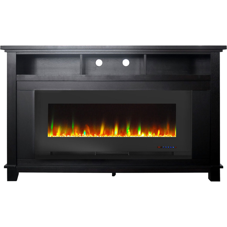 57.8" X 14.4" X 35" San Jose Fireplace Mantel With 50" Crystal Insert CAM5735-1BLK