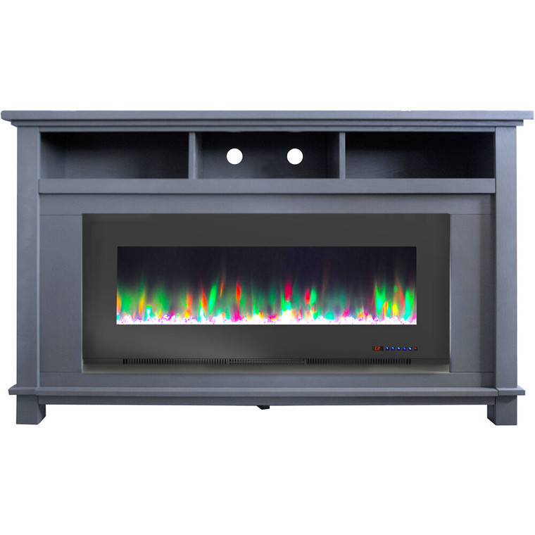 57.8" X 14.4" X 35" San Jose Fireplace Mantel With 50" Crystal Insert CAM5735-1SBL