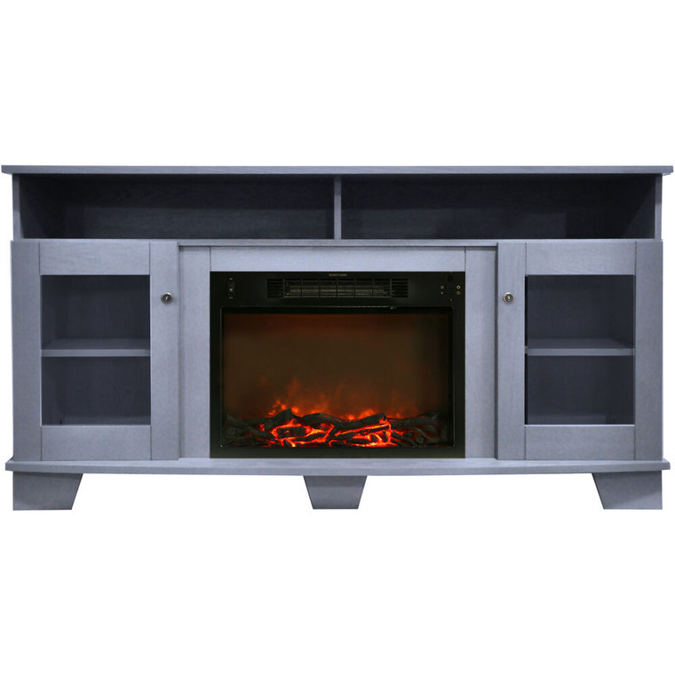 59.1"X17.7"X31.7" Savona Fireplace Mantel With Log Insert CAM6022-1SBL