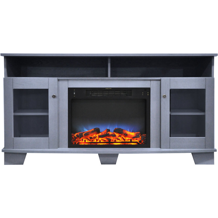 59.1"X17.7"X31.7" Savona Fireplace Mantel With Led Insert CAM6022-1SBLLED