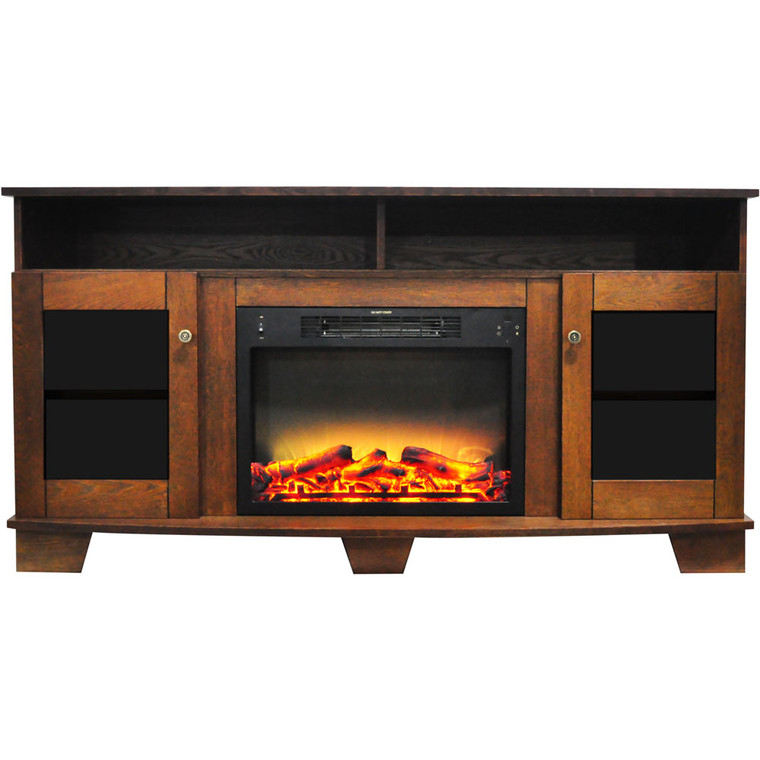 59.1"X17.7"X31.7" Savona Fireplace Mantel With Logs And Grate Insert CAM6022-1WALLG2