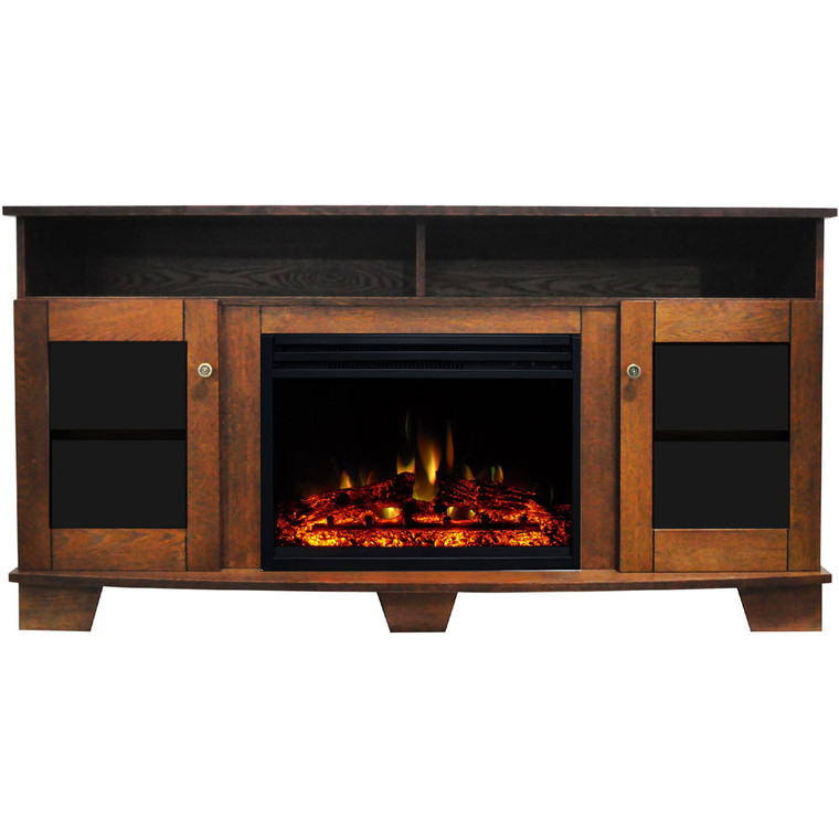 59.1"X17.7"X31.7" Savona Fireplace Mantel With Deep & Enhanced Log Insert CAM6022-1WALLG3