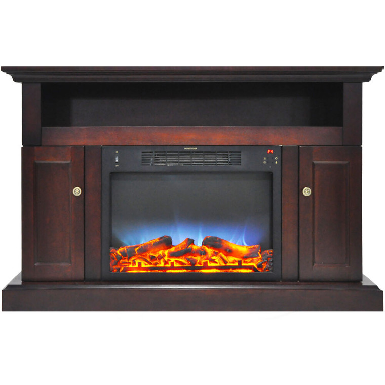 47"X30" Fireplace Mantel With Led Log Insert - Mahogany CAMBR5021-2MAHLED