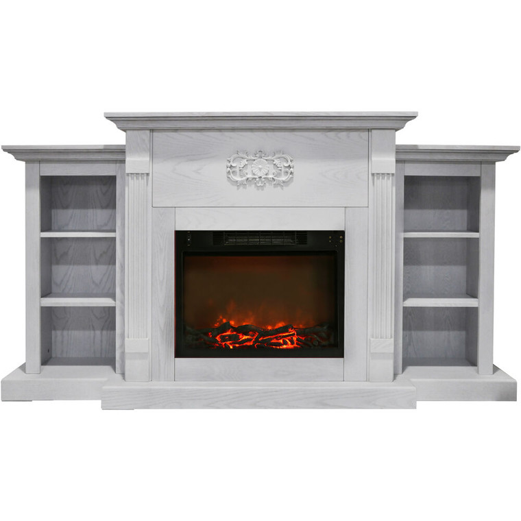 72"X33" Fireplace Mantel With Log Insert - White CAMBR7233-1WHT