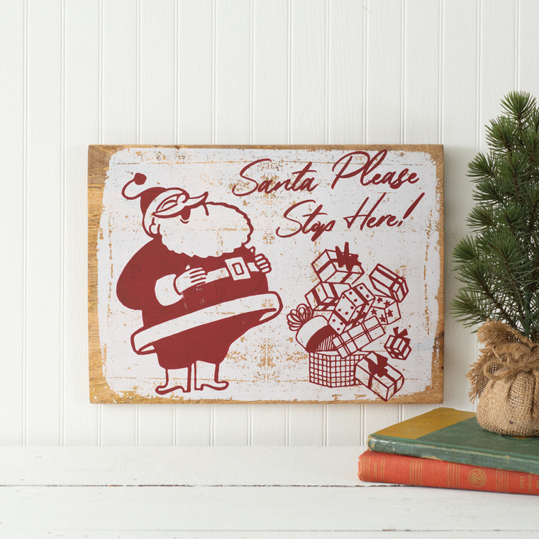 CTW Home Vintage-Inspired Santa Stop Here Wall Sign 370599