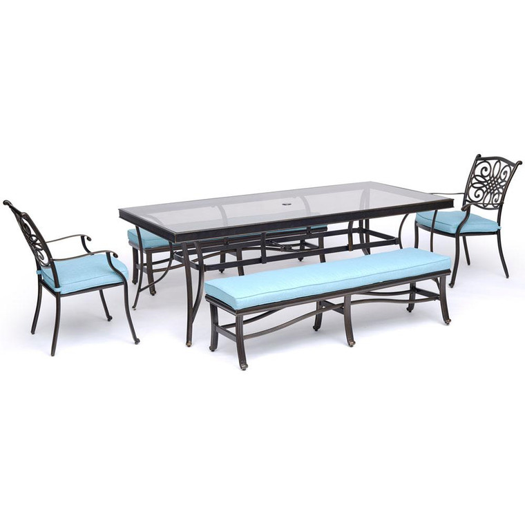 Traditions 5 Piece (2 Dining Chairs, 2 Backless Benches, 42X84" Glass Top Tbl)
