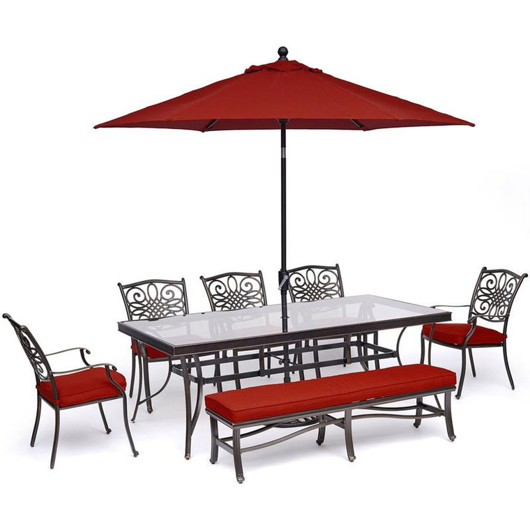 Hanover Traditions 7-Piece Dining Set in Red TRADDN7PCGBN-SU-R