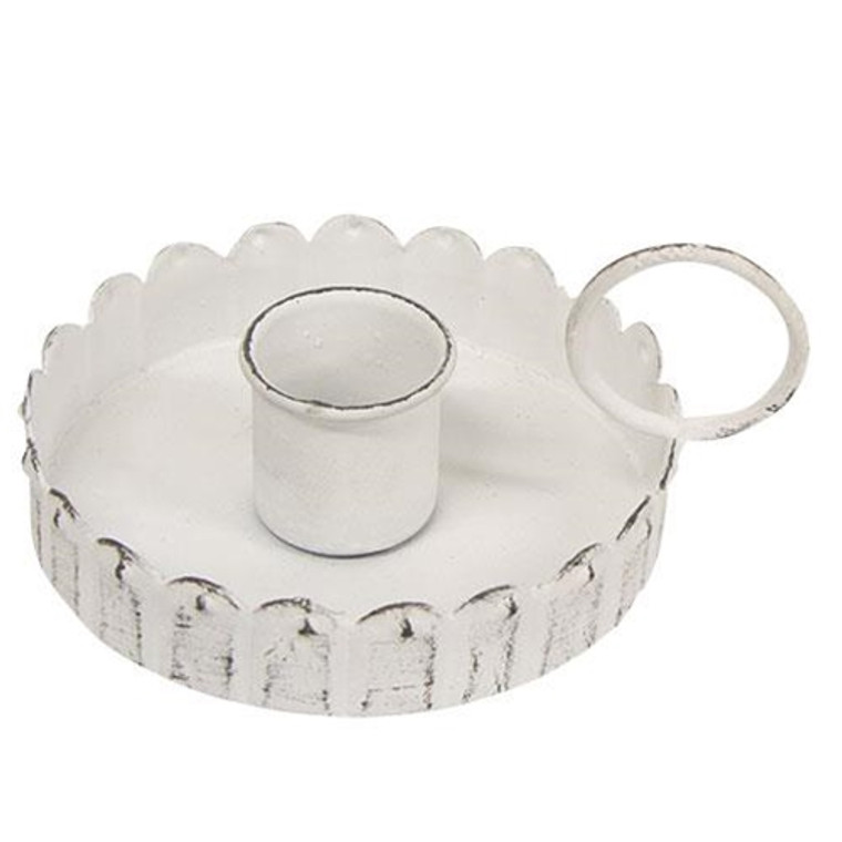 CWI G74637W Shabby Chic Scalloped Taper Holder