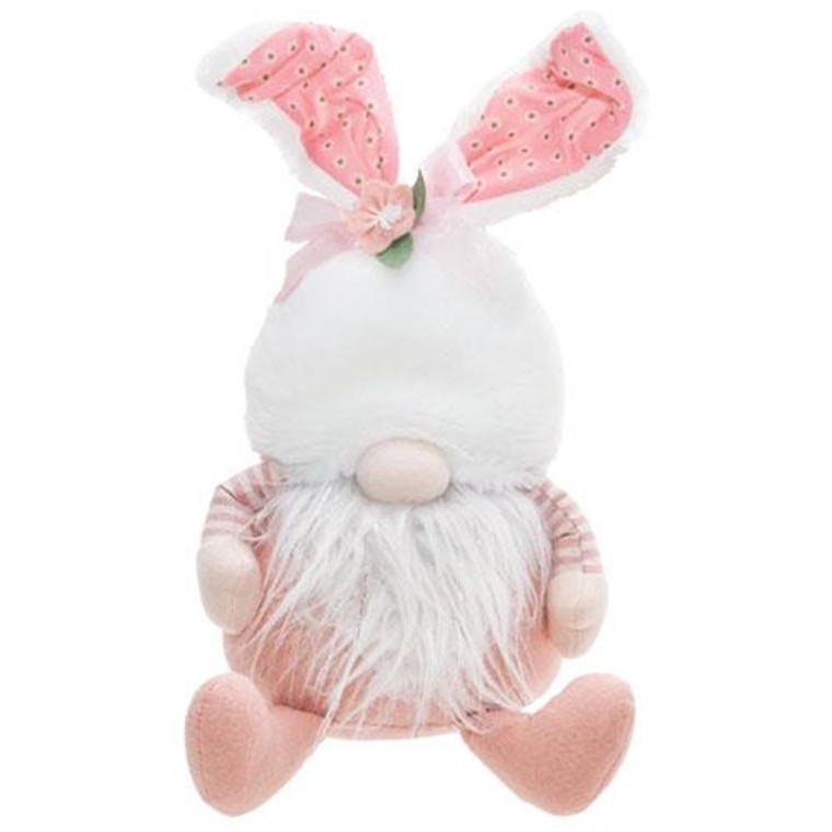 CWI GADC2836 Sitting Pink Bunny Ear Gnome