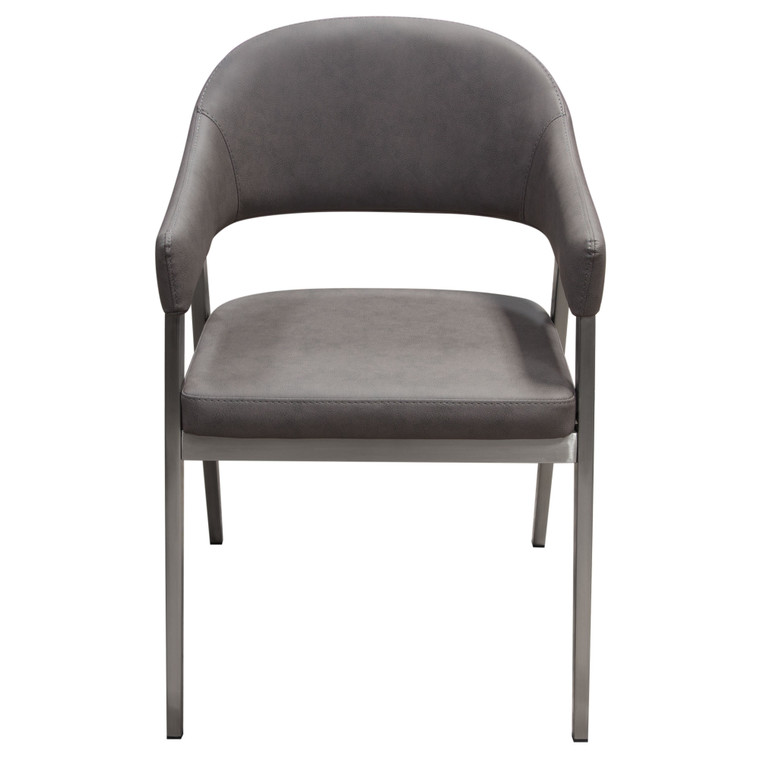 Adele Set Of Two Dining/Accent Chairs In Grey Leatherette W/ Brushed Stainless Steel Leg ADELEDCGR2PK