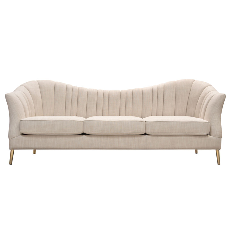 Ava Sofa In Sand Linen Fabric W/ Gold Leg AVASOSD