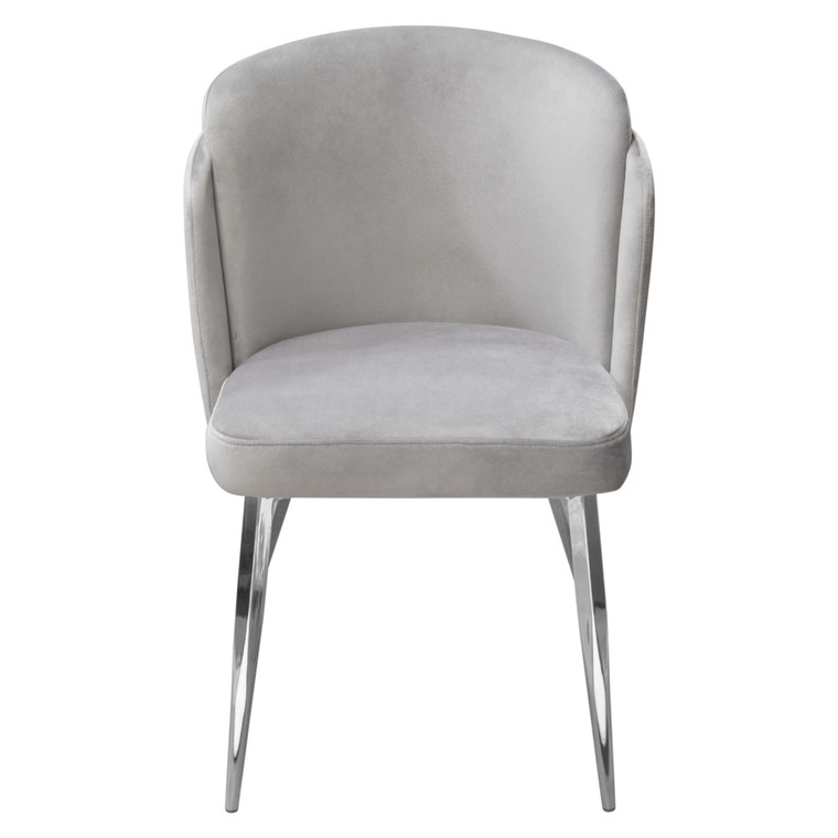 Grace Set Of (2) Dining Chairs In Grey Velvet W/ Chrome Legs GRACEDCGR2PK