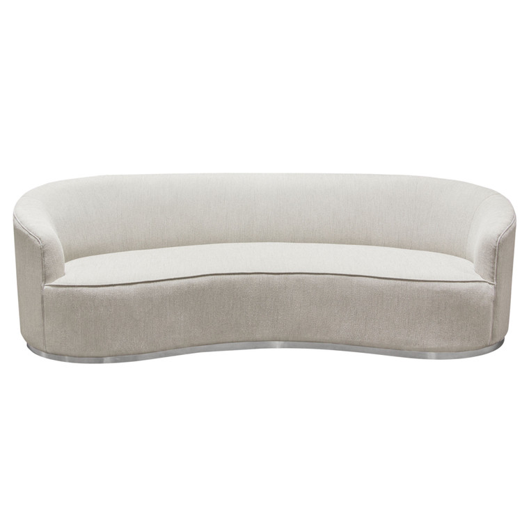 Raven Sofa In Light Cream Fabric W/ Brushed Silver Accent Trim RAVENSOCM