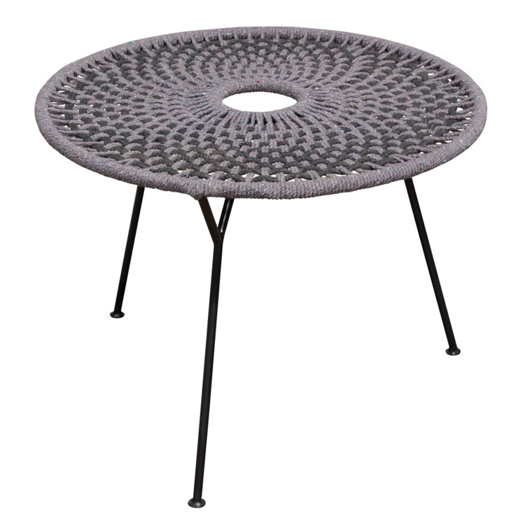 Pablo Accent Table In Black/Grey Rope W/ Black Metal Frame PABLOATGRBL