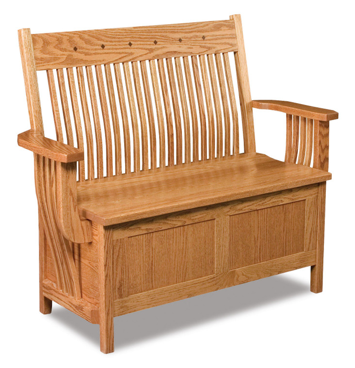 Low Back Royal Mission Bench - 12" Storage AJW6038-12 By A&J Woodworking