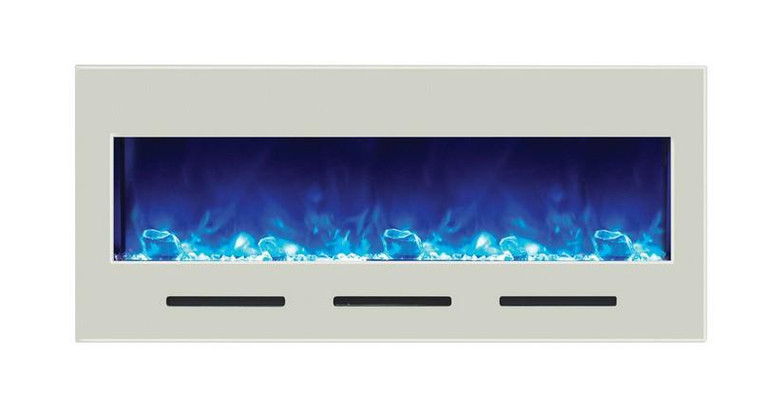 BI-50-FLUSHMT-WHTGLS 50" Electric Fireplace w/White Glass Surround-No Mood Light