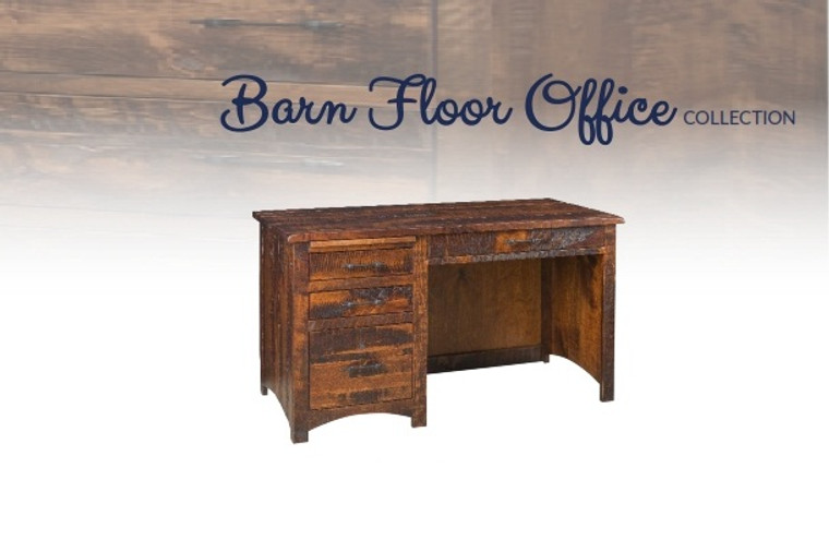Barn Floor Office Furniture Single Pedestal Desk BFSD2450 By Frog Pond Furniture