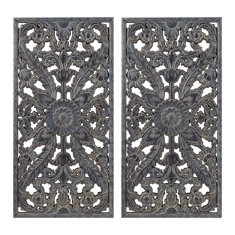 Botanical Panel Carved Wall 2 Piece Set - MP95B-0264 By Olliix