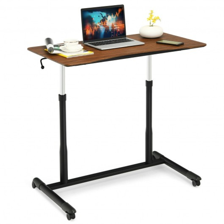 Height Adjustable Computer Desk Sit To Stand Rolling Notebook Table -Brown HW65631BN